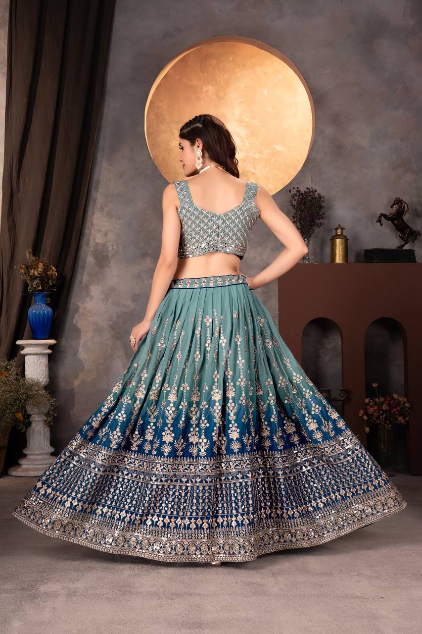 Wedding Wear Georgette 2 Tone Shaded Lehenga Choli