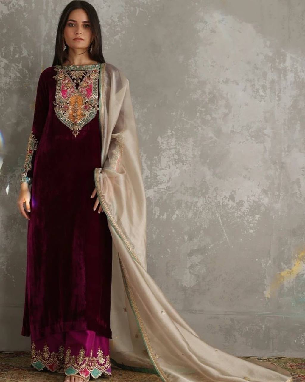 Designer Party Wear Look Velvet Top Dupatta And Fully Stiched Bottom