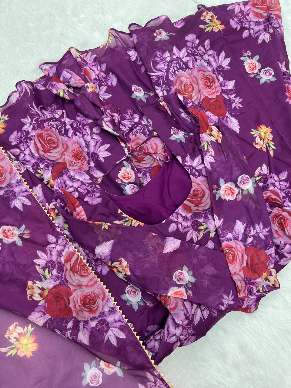 Party Wear Purple Ready to Wear Gown For Girls Wear