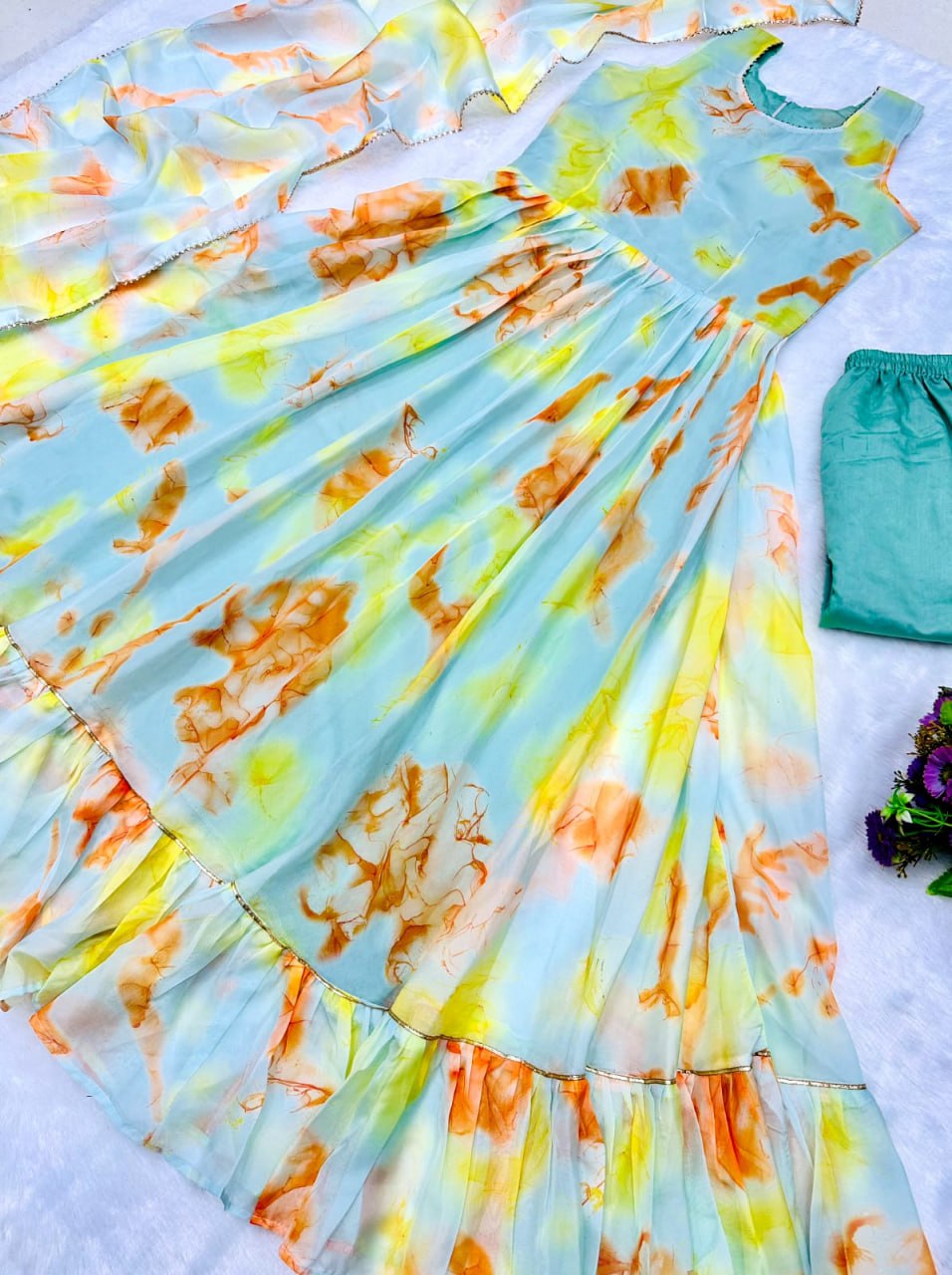 Soft Organza Printed Full Stiched Gown