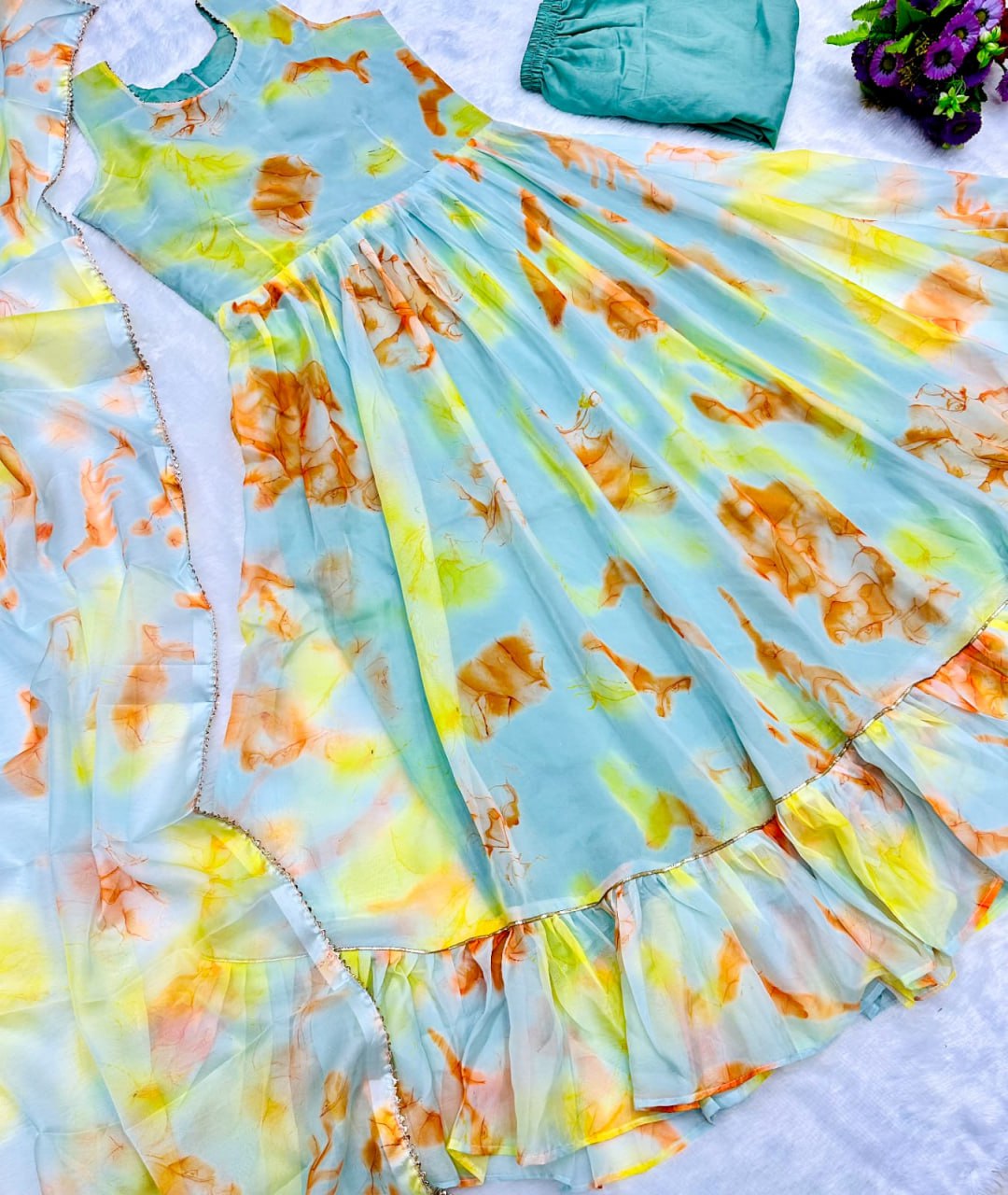 Soft Organza Printed Full Stiched Gown