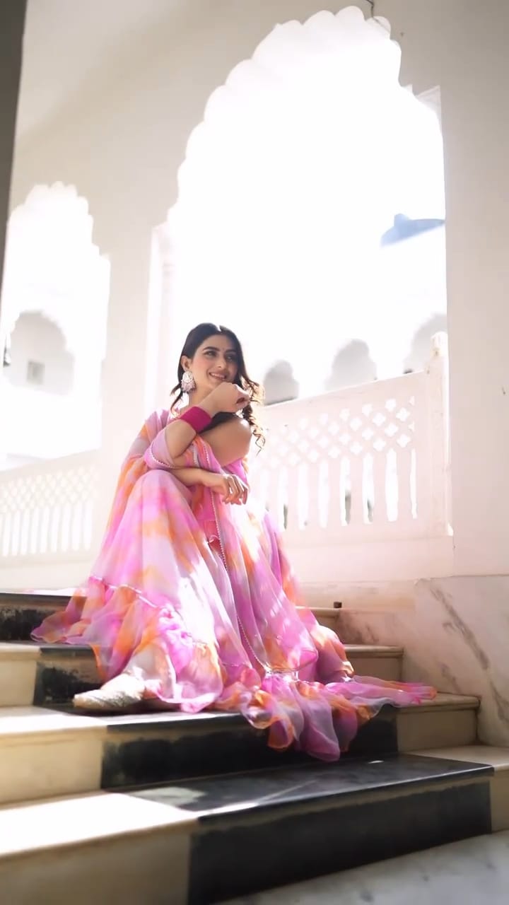 Soft Organza Printed Full Stiched Gown