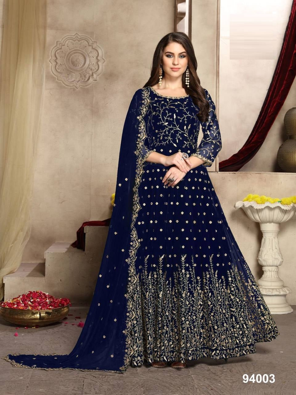 Butterfly Heavy Net With Codding Embroidery And Stone Work Suit