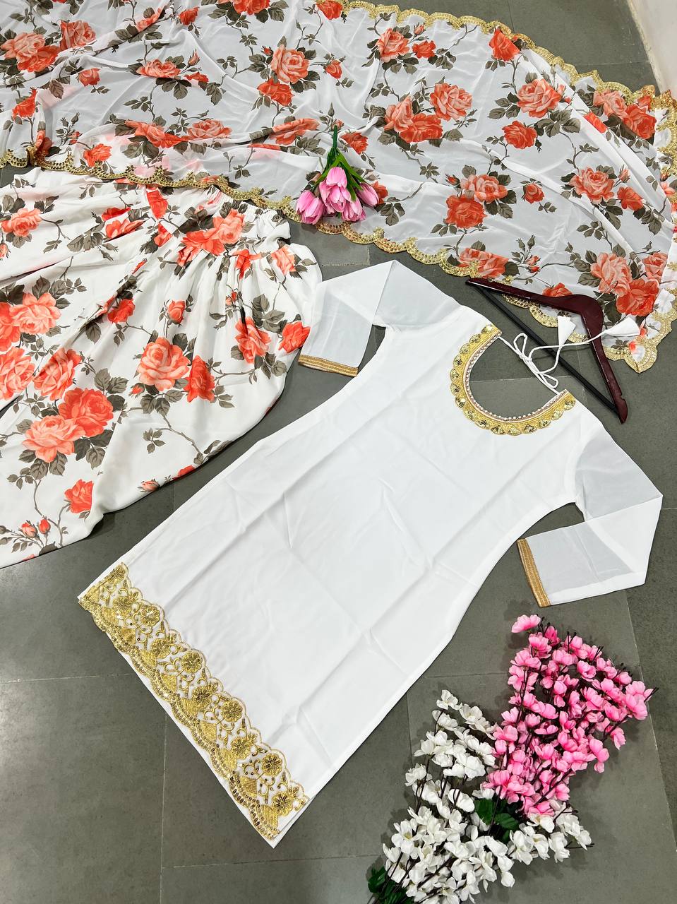 Faux Georgette With Embroidery 5mm Sequence Work Patiyala Suit