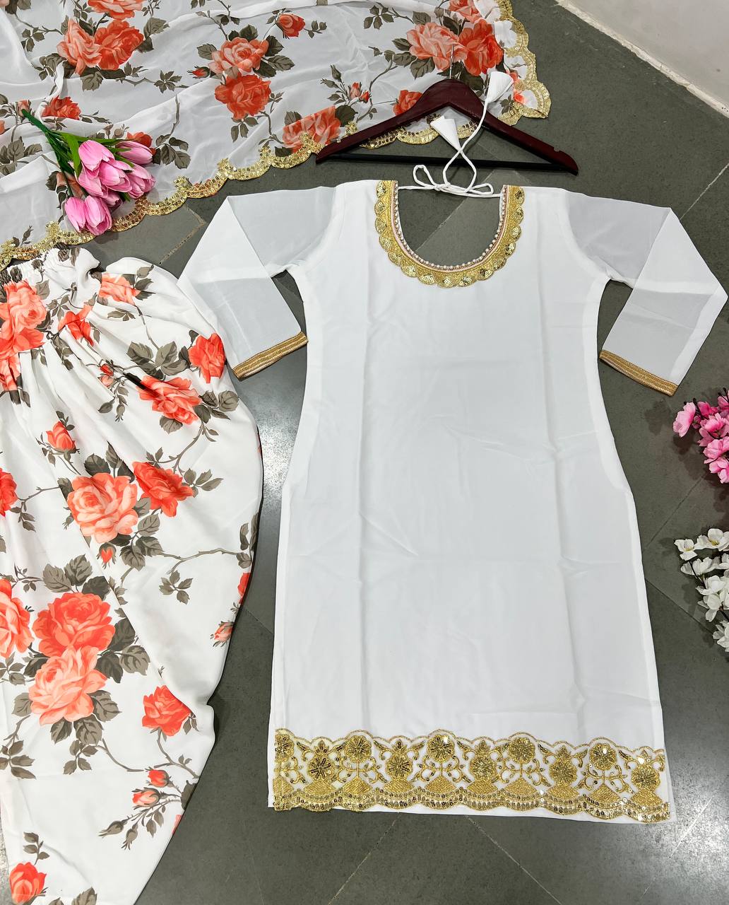 Faux Georgette With Embroidery 5mm Sequence Work Patiyala Suit