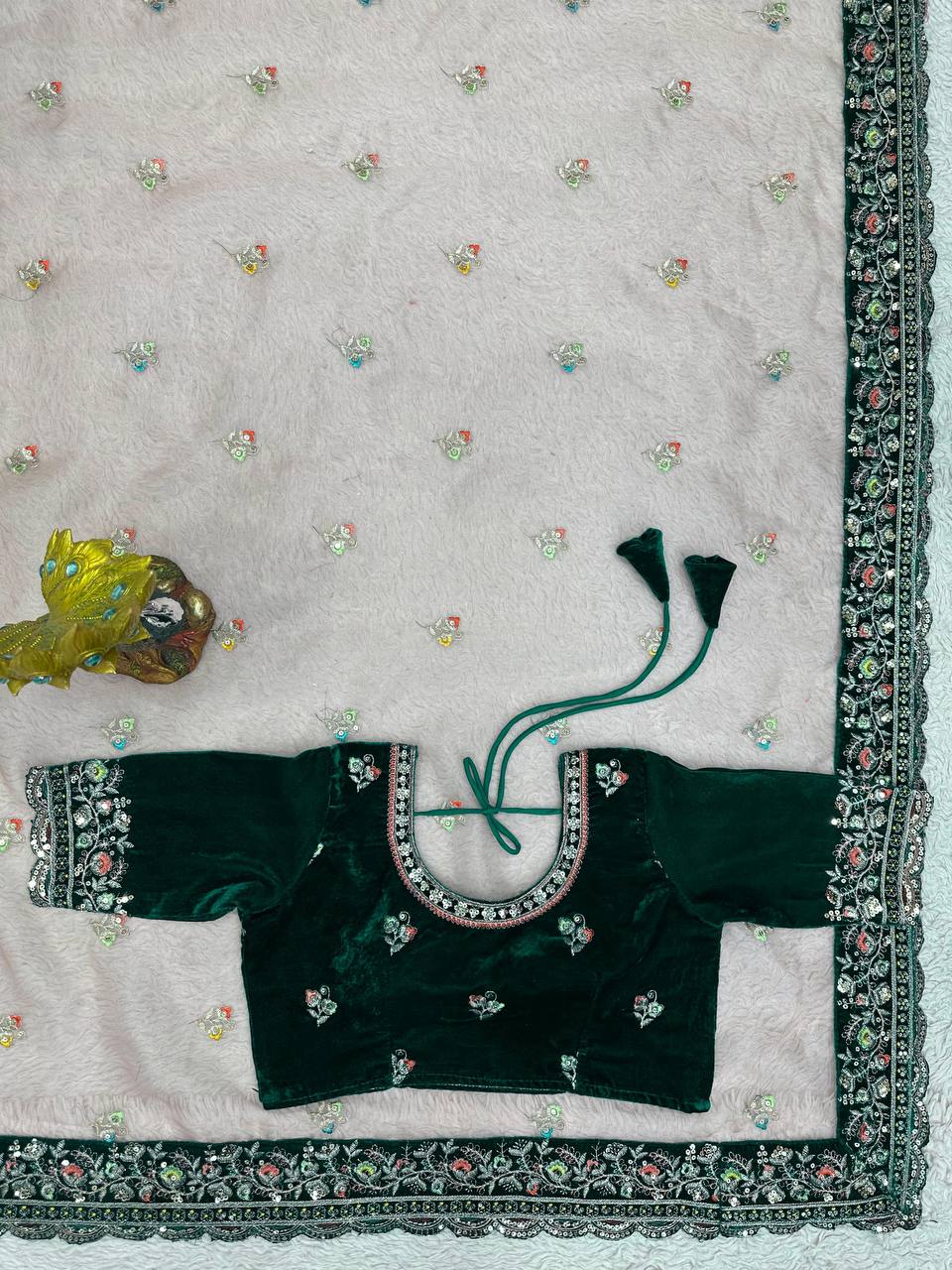 Designer Saree Thread With Sequence Wedding