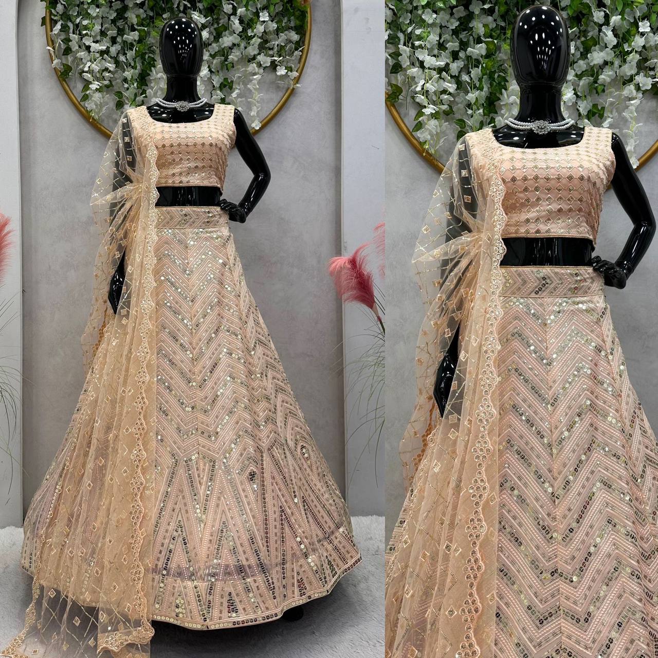 Attractive Georgette Fabric With Thread & Sequences Work On Lehenga Choli
