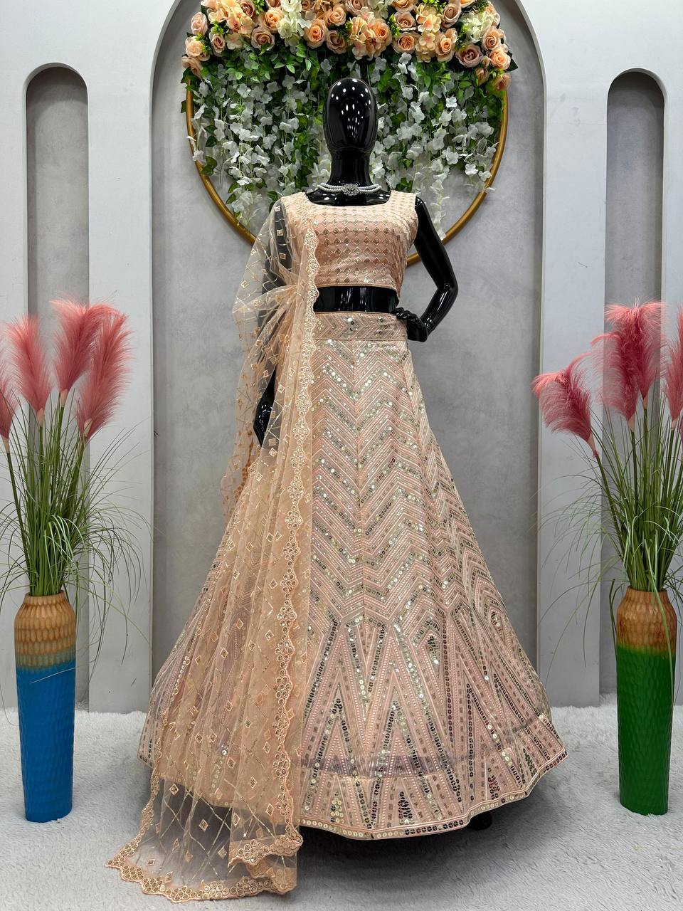 Attractive Georgette Fabric With Thread & Sequences Work On Lehenga Choli