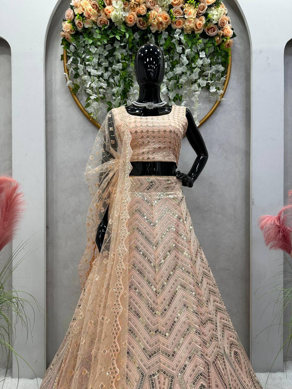 Attractive Georgette Fabric With Thread & Sequences Work On Lehenga Choli