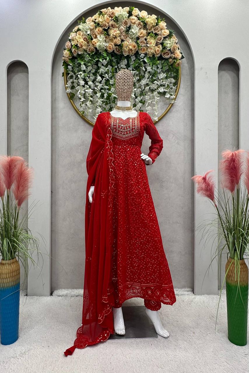 Designer Faux Georgette Sequence Work Ready to Wear Suit set