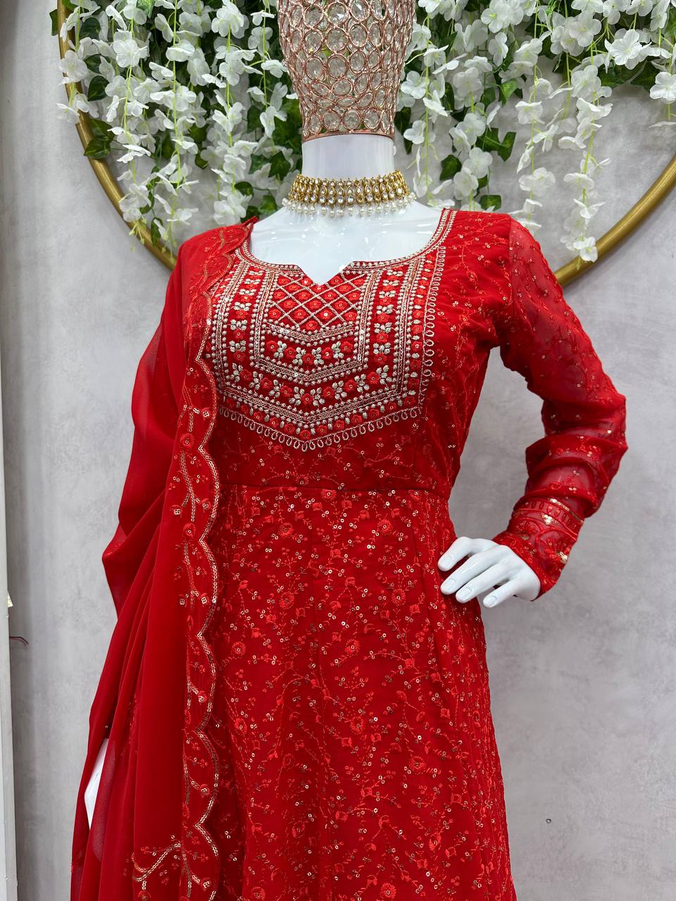 Designer Faux Georgette Sequence Work Ready to Wear Suit set