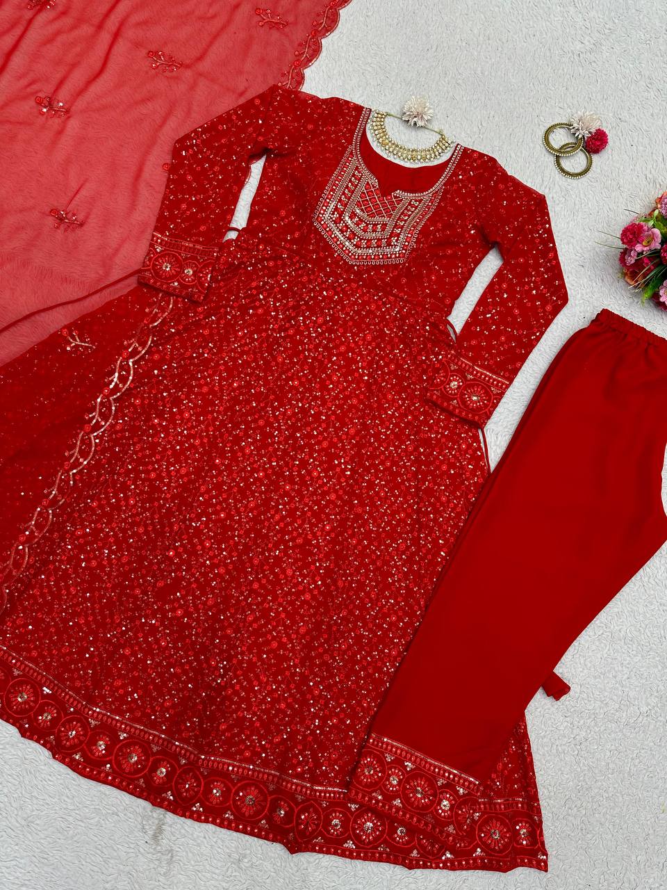 Designer Faux Georgette Sequence Work Ready to Wear Suit set