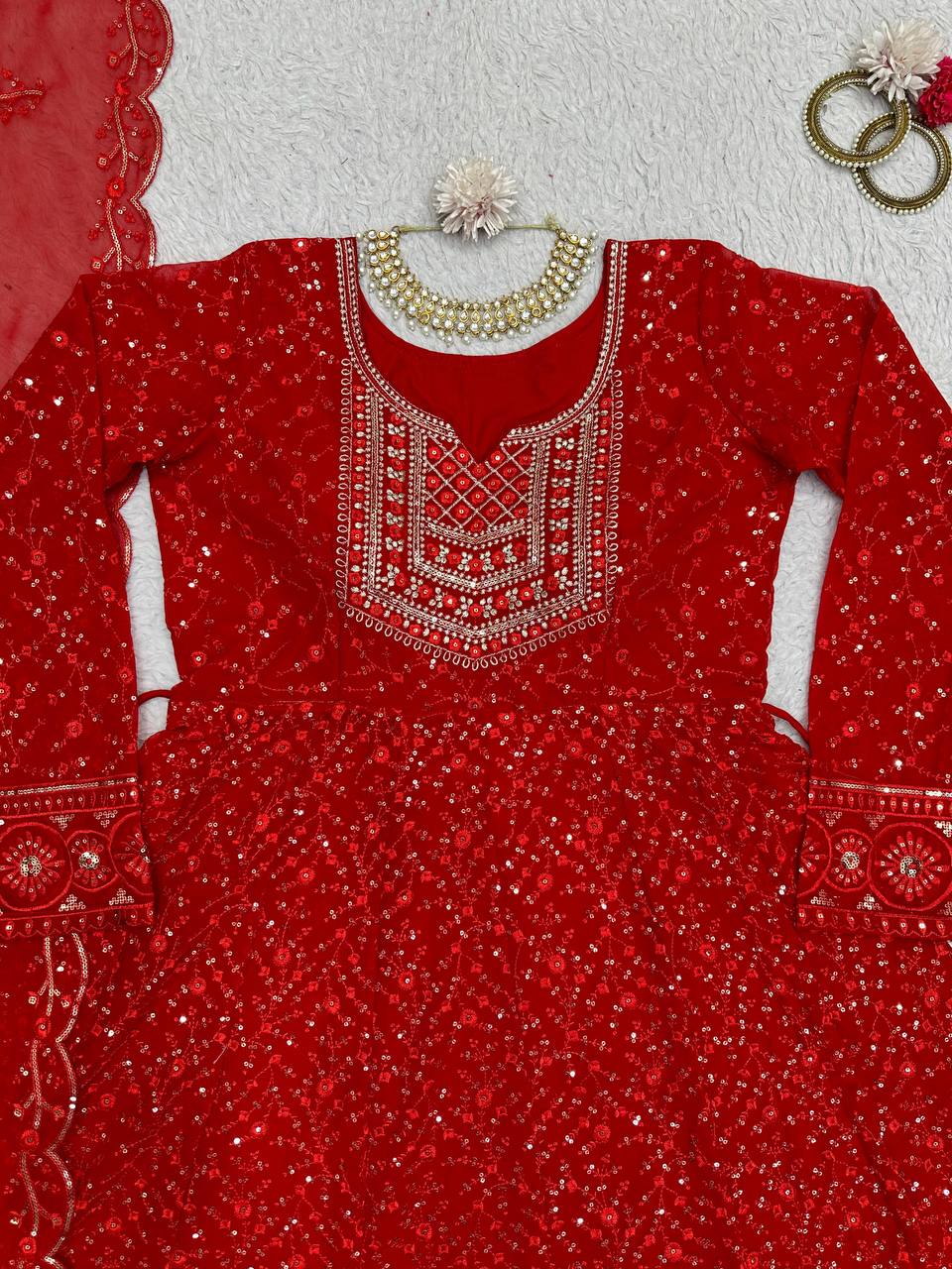 Designer Faux Georgette Sequence Work Ready to Wear Suit set
