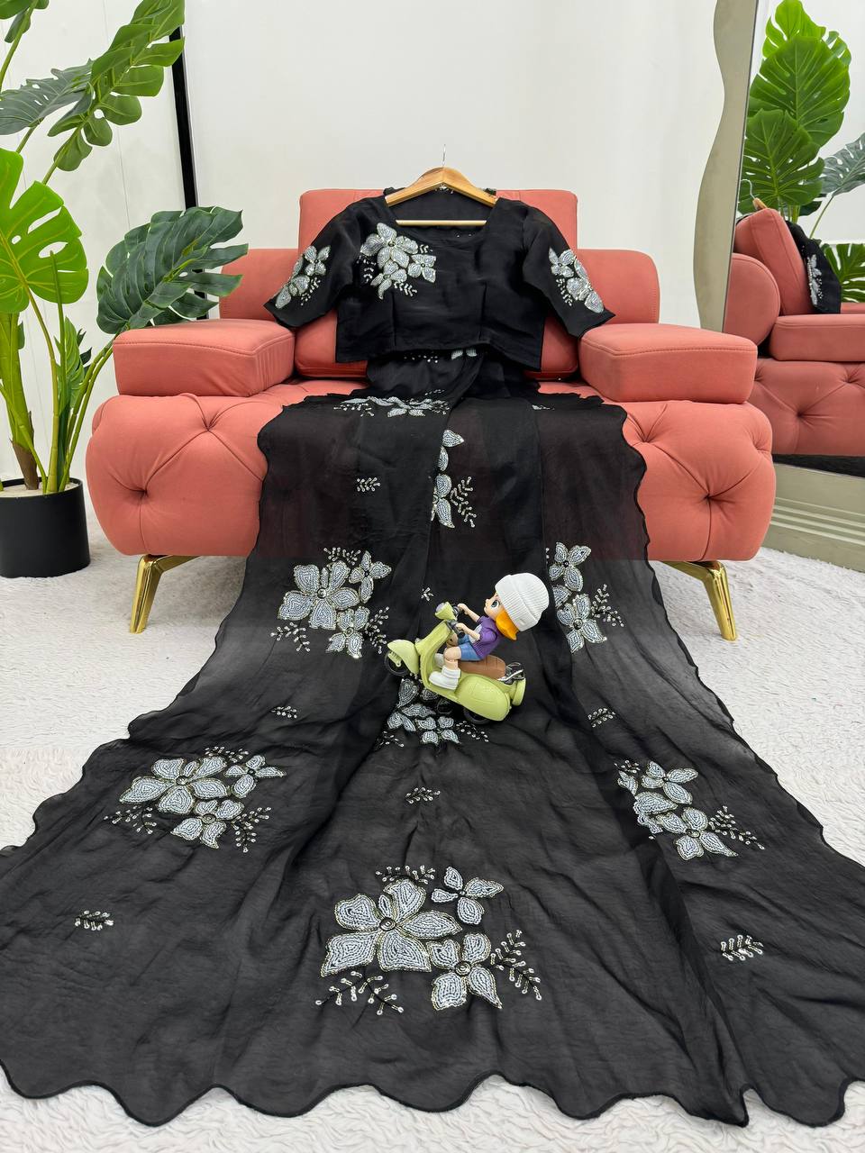 Jimmi Chu Silk Sequence Work Designer Saree
