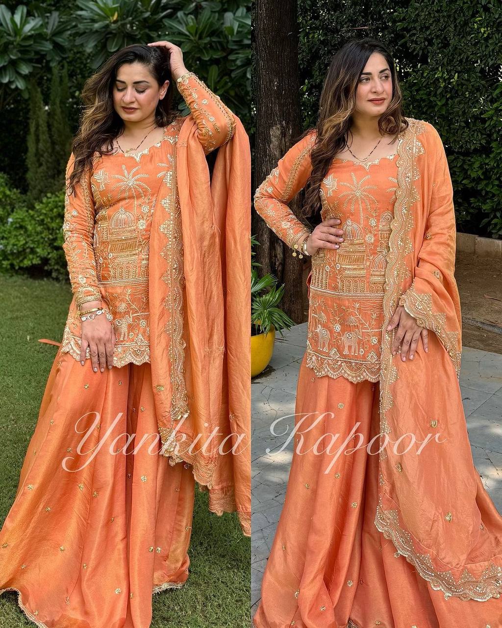 Festival Special Pure Heavy Embroidery Sequence Work With Full Sleeve Suit