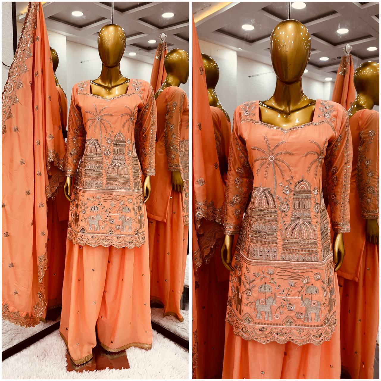 Festival Special Pure Heavy Embroidery Sequence Work With Full Sleeve Suit