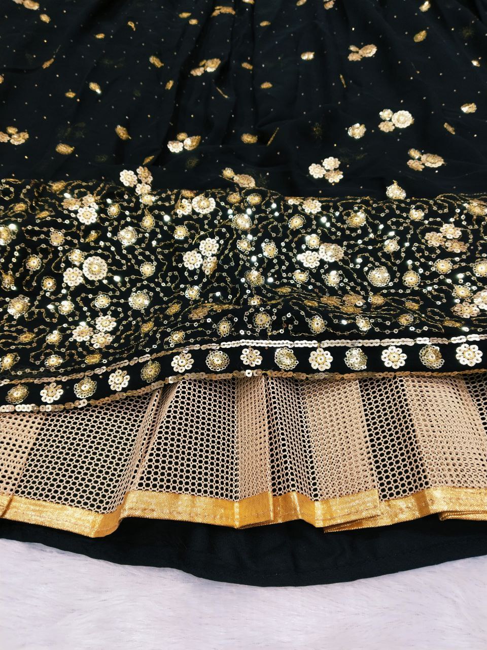 Black Georgette Embroidery Sequence Design Work Lehenga Choli For Women
