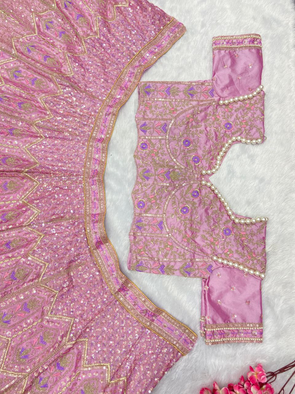 Designer Pink Color Kasturi Silk Lehenga Choli