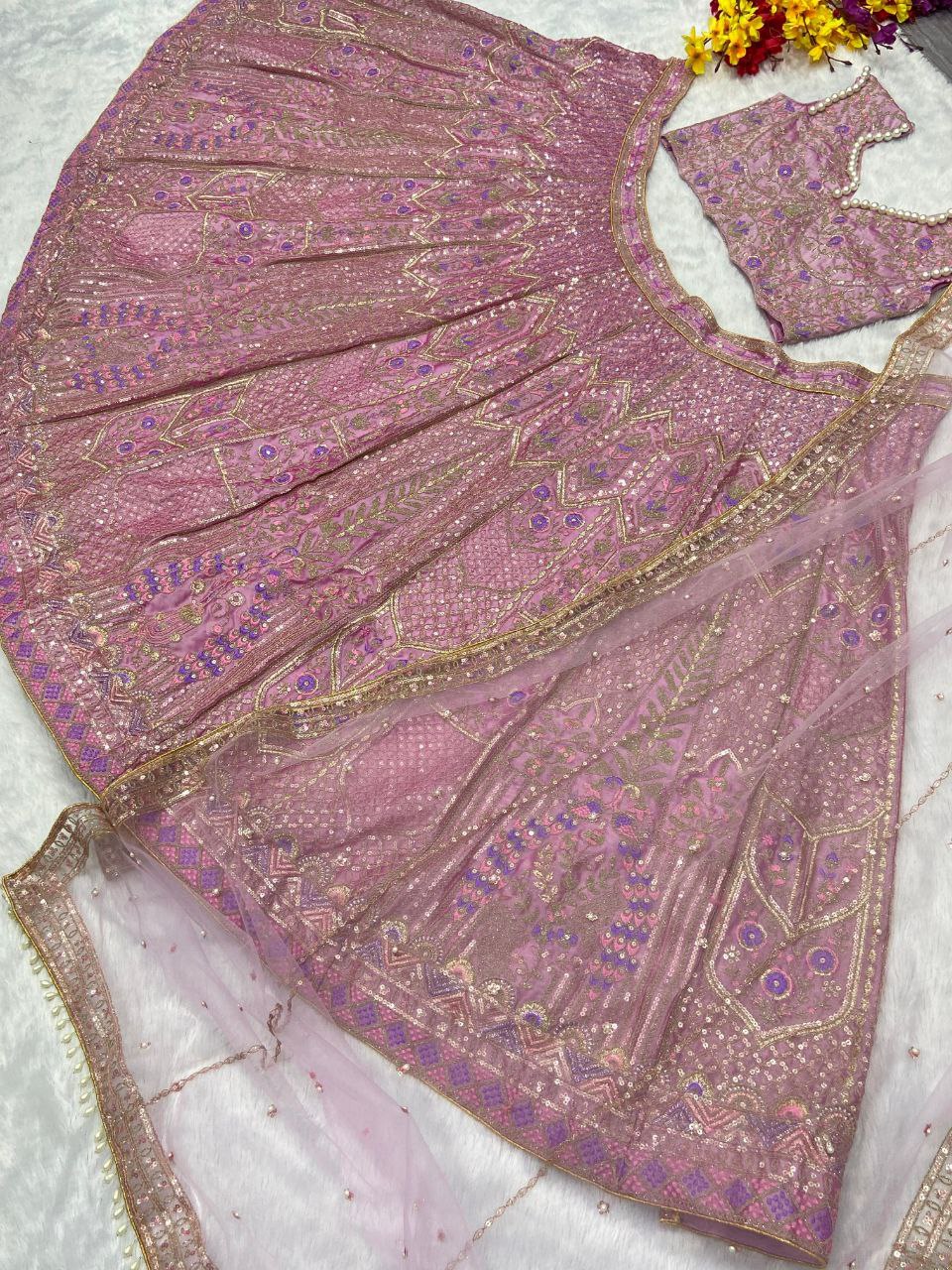 Designer Pink Color Kasturi Silk Lehenga Choli