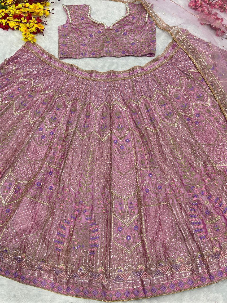 Designer Pink Color Kasturi Silk Lehenga Choli