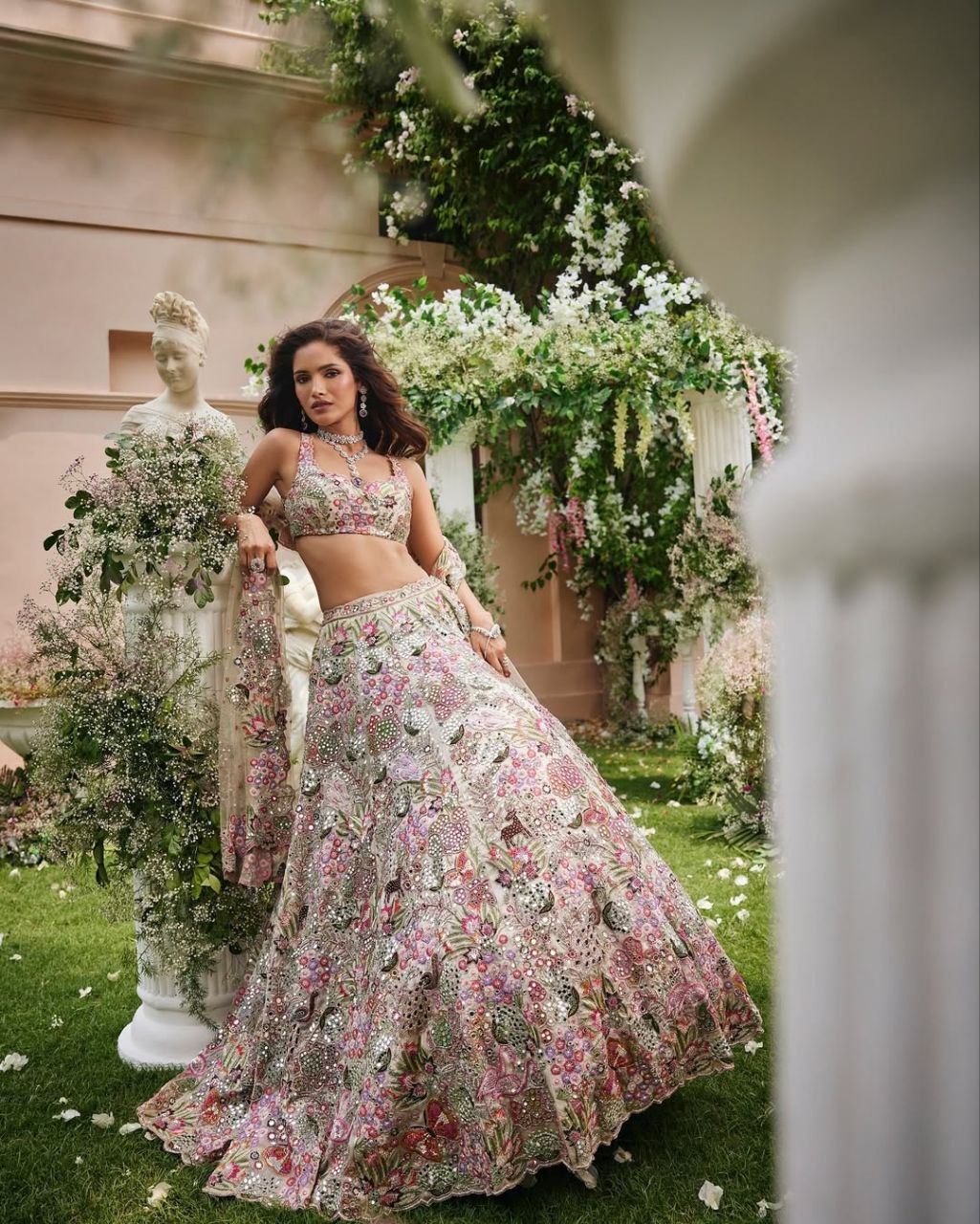 Designer Floral Work Semi Stitched Lehenga Choli