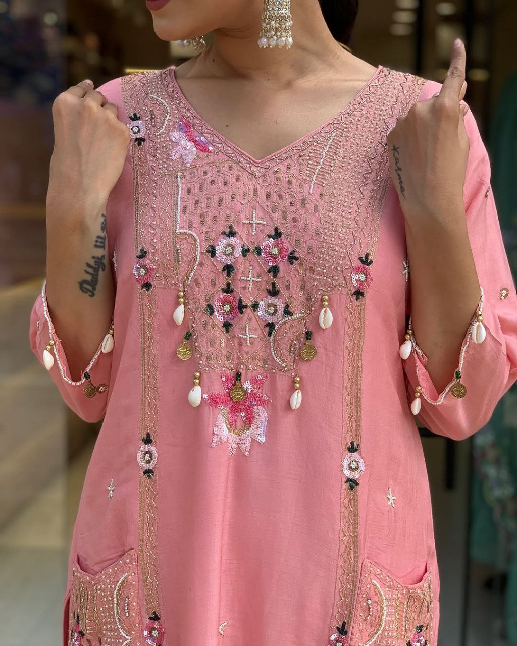 Desiger All Over Hand Work Kodi Latkan Dress Set
