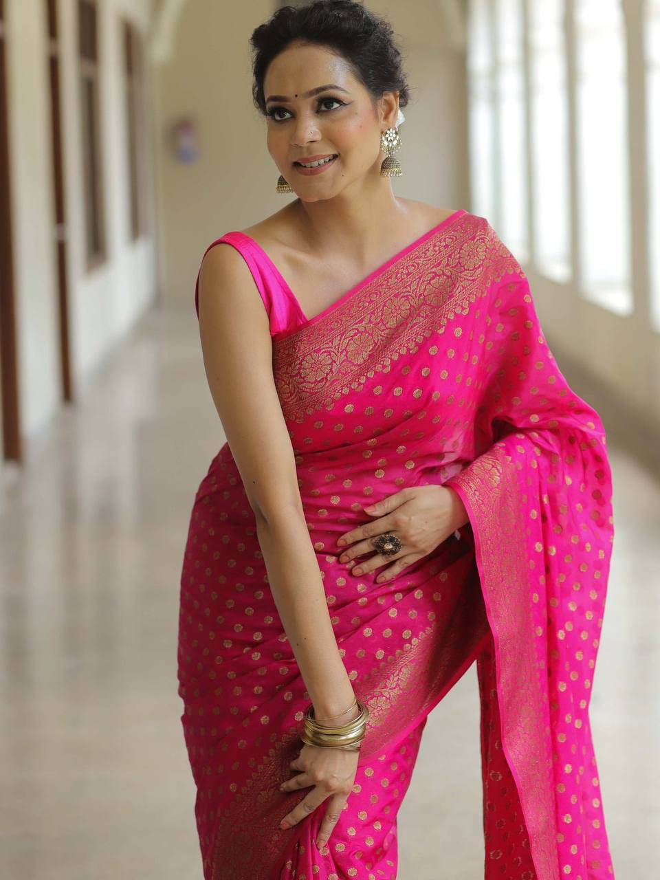 Soft Lichi Silk Designer Jacquard Silk Weaving Saree