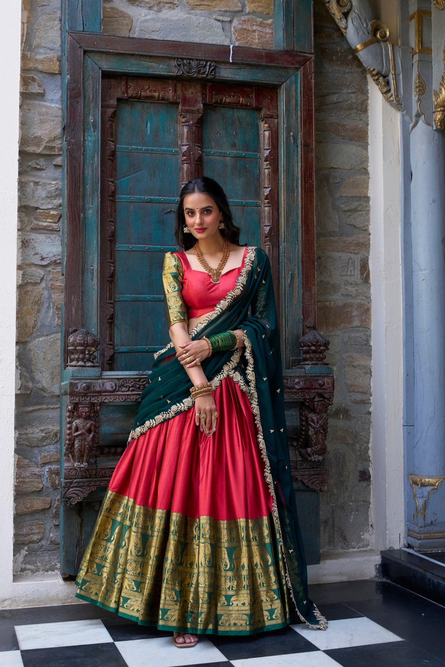 South Indian Narayan Pattu Wedding Wear lehenga Choli