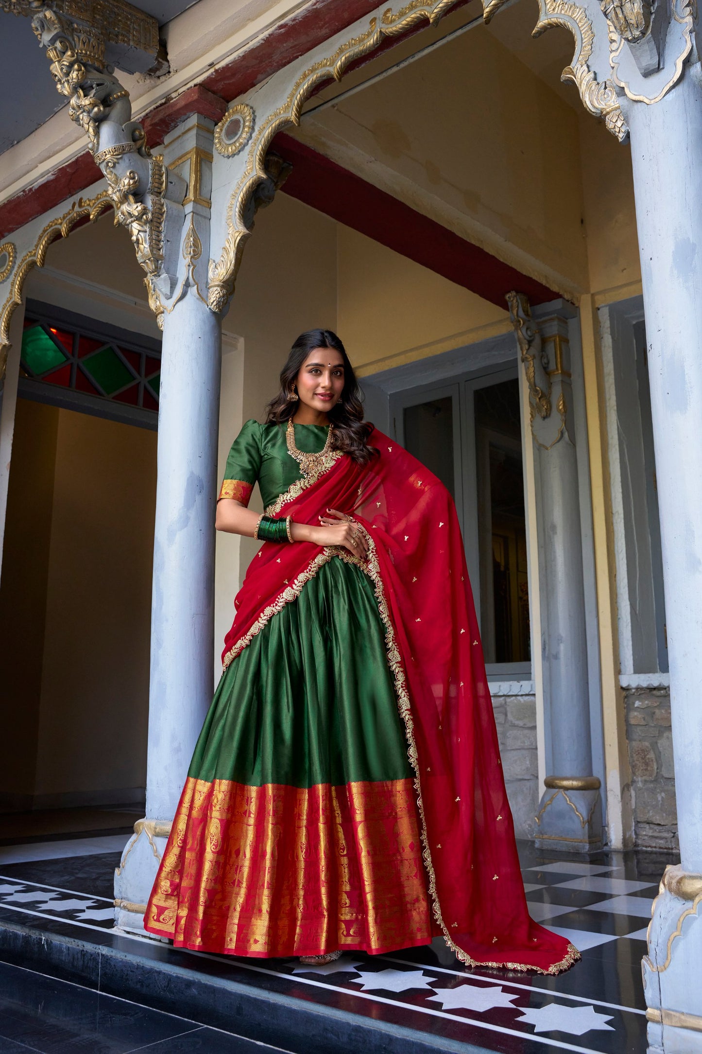 South Indian Narayan Pattu Wedding Wear lehenga Choli
