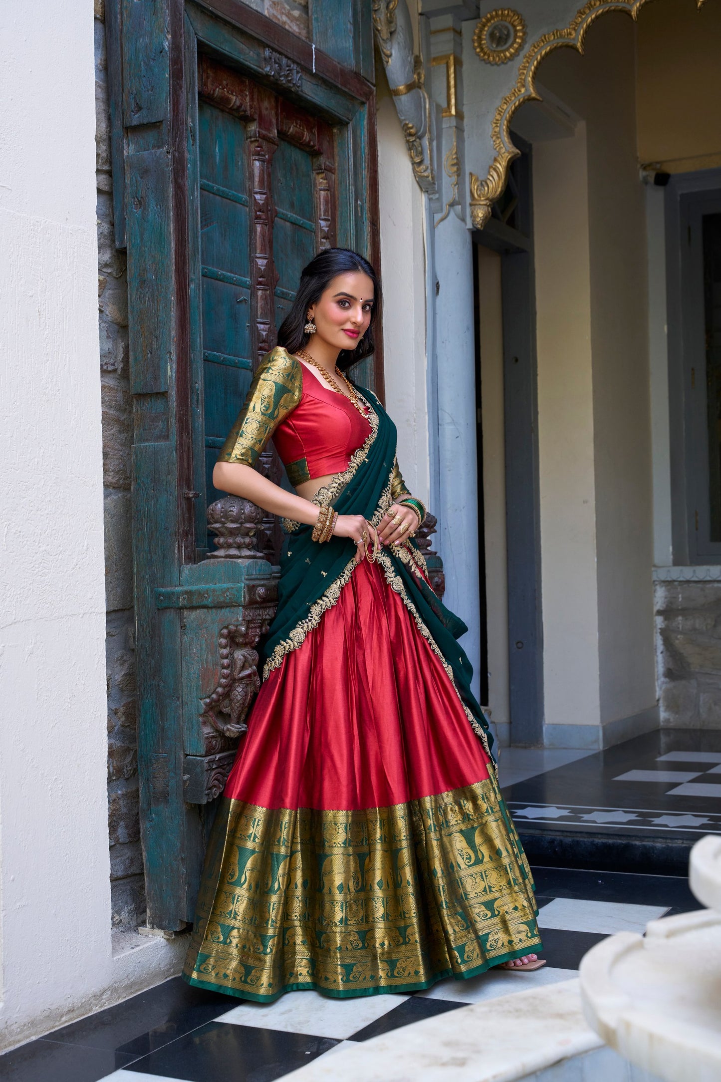 South Indian Narayan Pattu Wedding Wear lehenga Choli