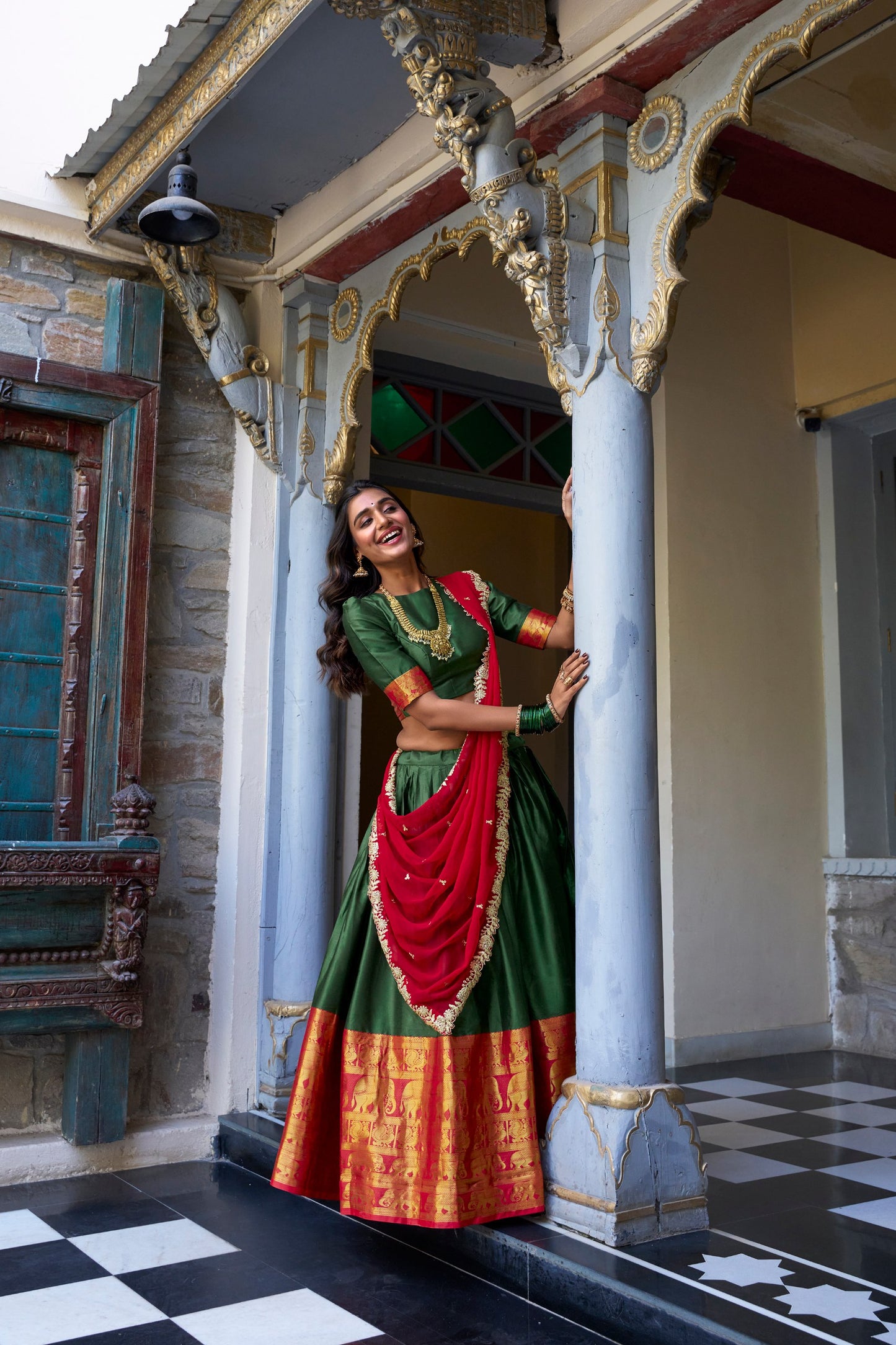 South Indian Narayan Pattu Wedding Wear lehenga Choli