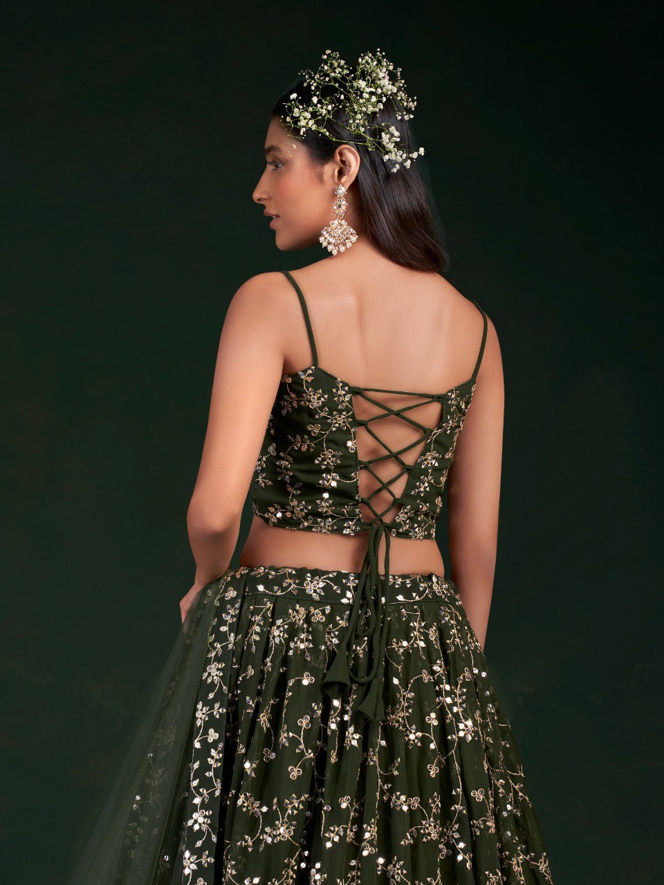 Mehendi Green Colour Georgette Lehenga Choli