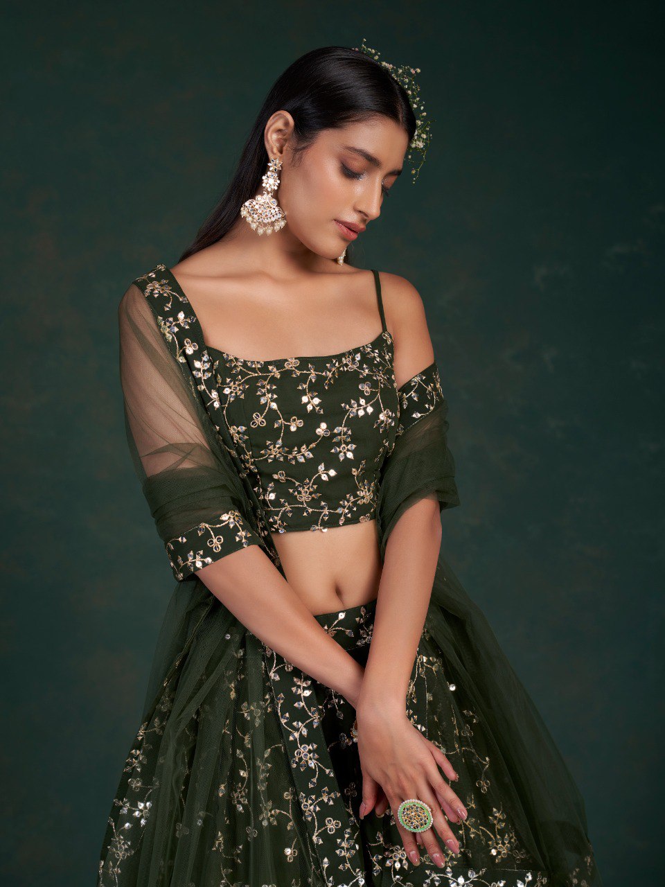 Mehendi Green Colour Georgette Lehenga Choli