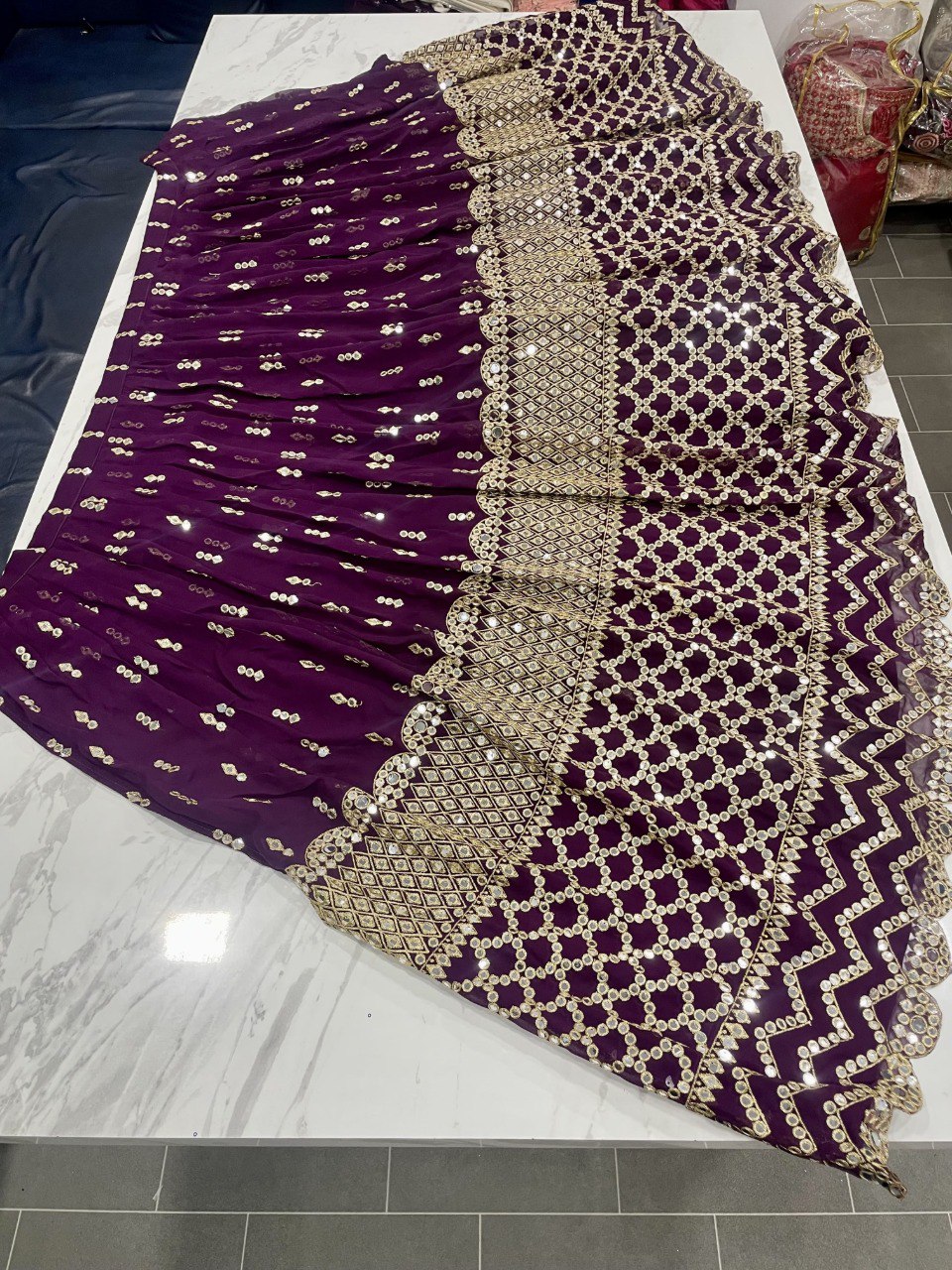 Stunning Wine Colour Zari Sequins Designer Lehenga Choli With Dupatta