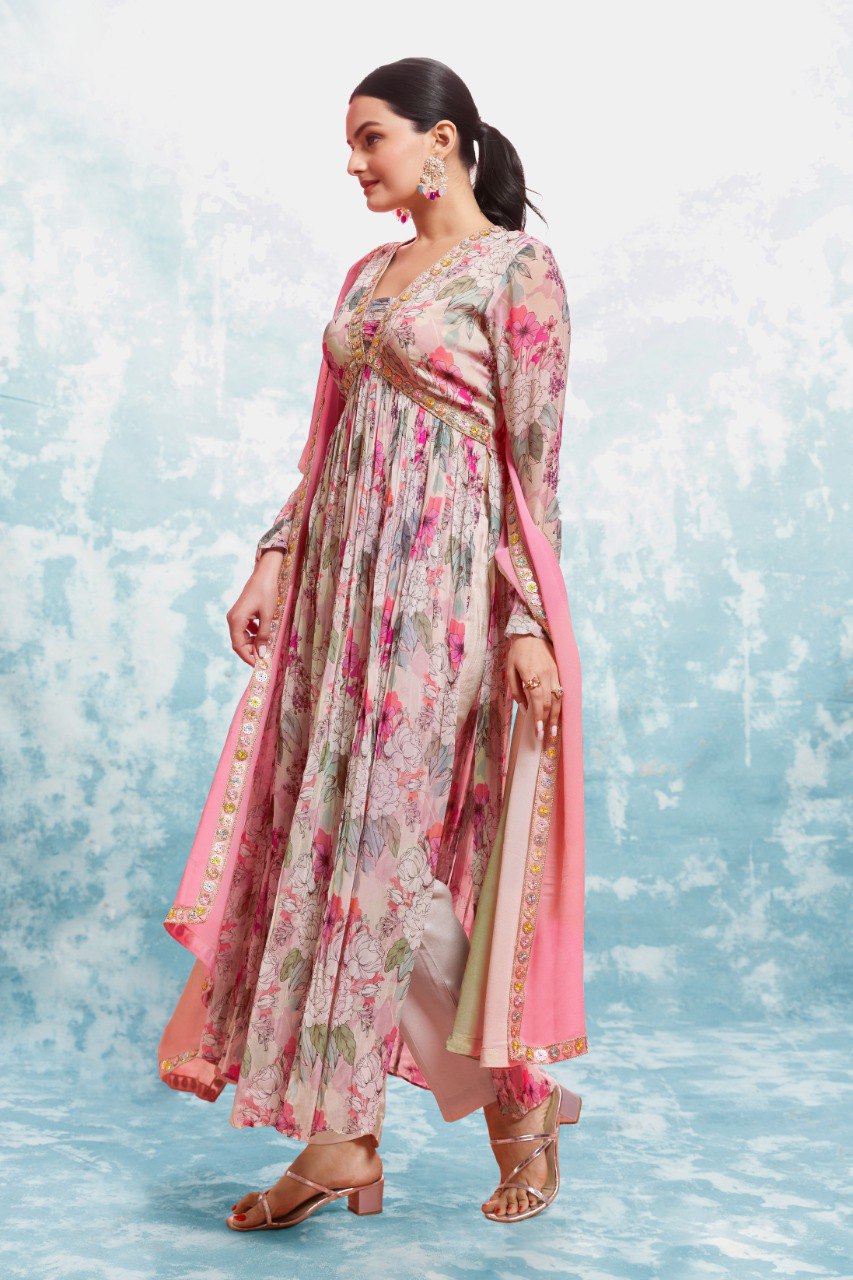 Digital Printed Floral Multie Colour Fully Stitched Dress
