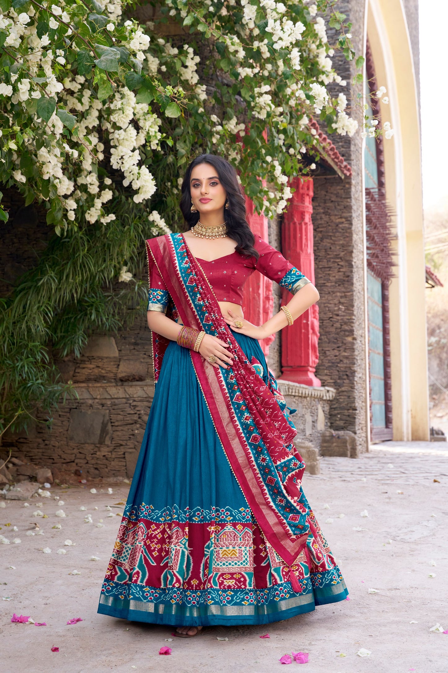 Patola Printed Tussar Silk Lehenga Choli With Dupatta
