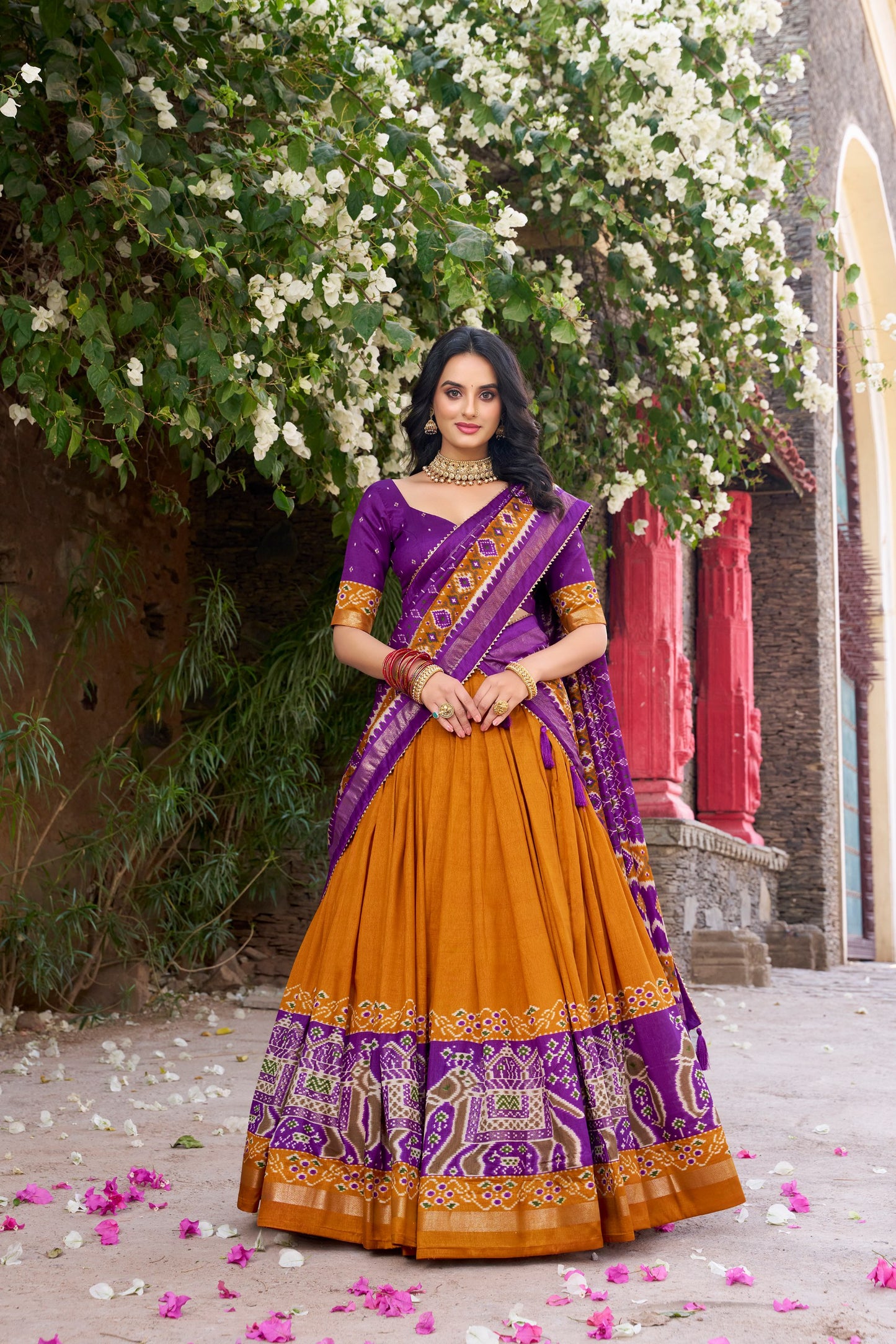 Patola Printed Tussar Silk Lehenga Choli With Dupatta
