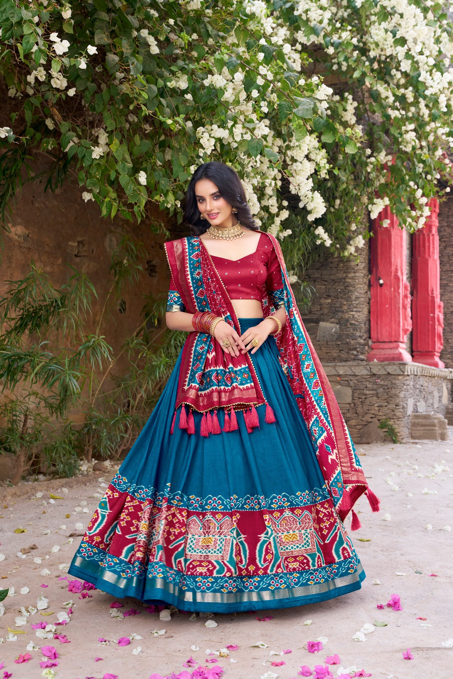 Patola Printed Tussar Silk Lehenga Choli With Dupatta