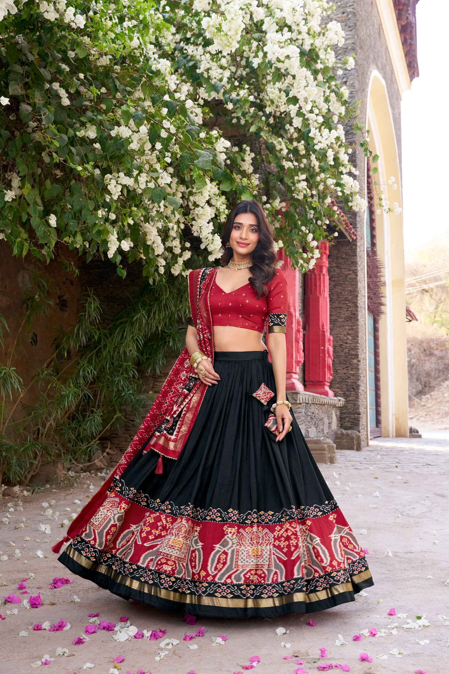 Patola Printed Tussar Silk Lehenga Choli With Dupatta