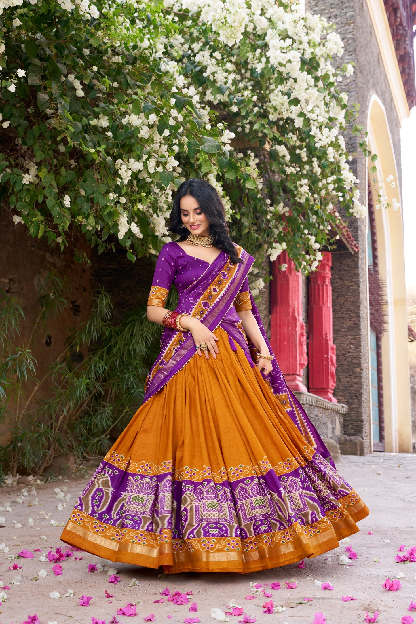 Patola Printed Tussar Silk Lehenga Choli With Dupatta