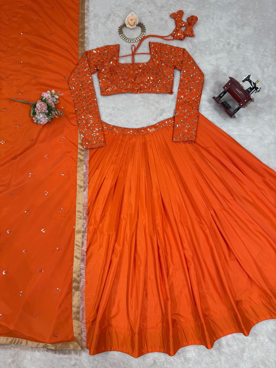 Women's Stunning Sequence Thread Work American Silk Wedding Wear Lehenga Choli