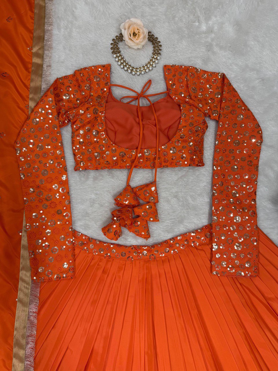 Women's Stunning Sequence Thread Work American Silk Wedding Wear Lehenga Choli