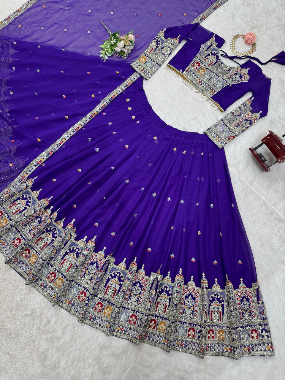 Purple Codeing Dori With Thread With Sequnce Work Lehenga Choli