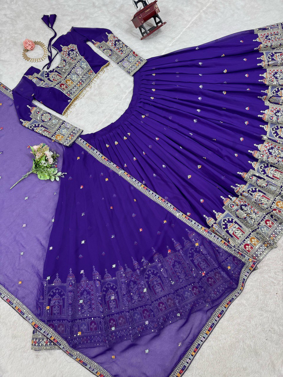 Purple Codeing Dori With Thread With Sequnce Work Lehenga Choli