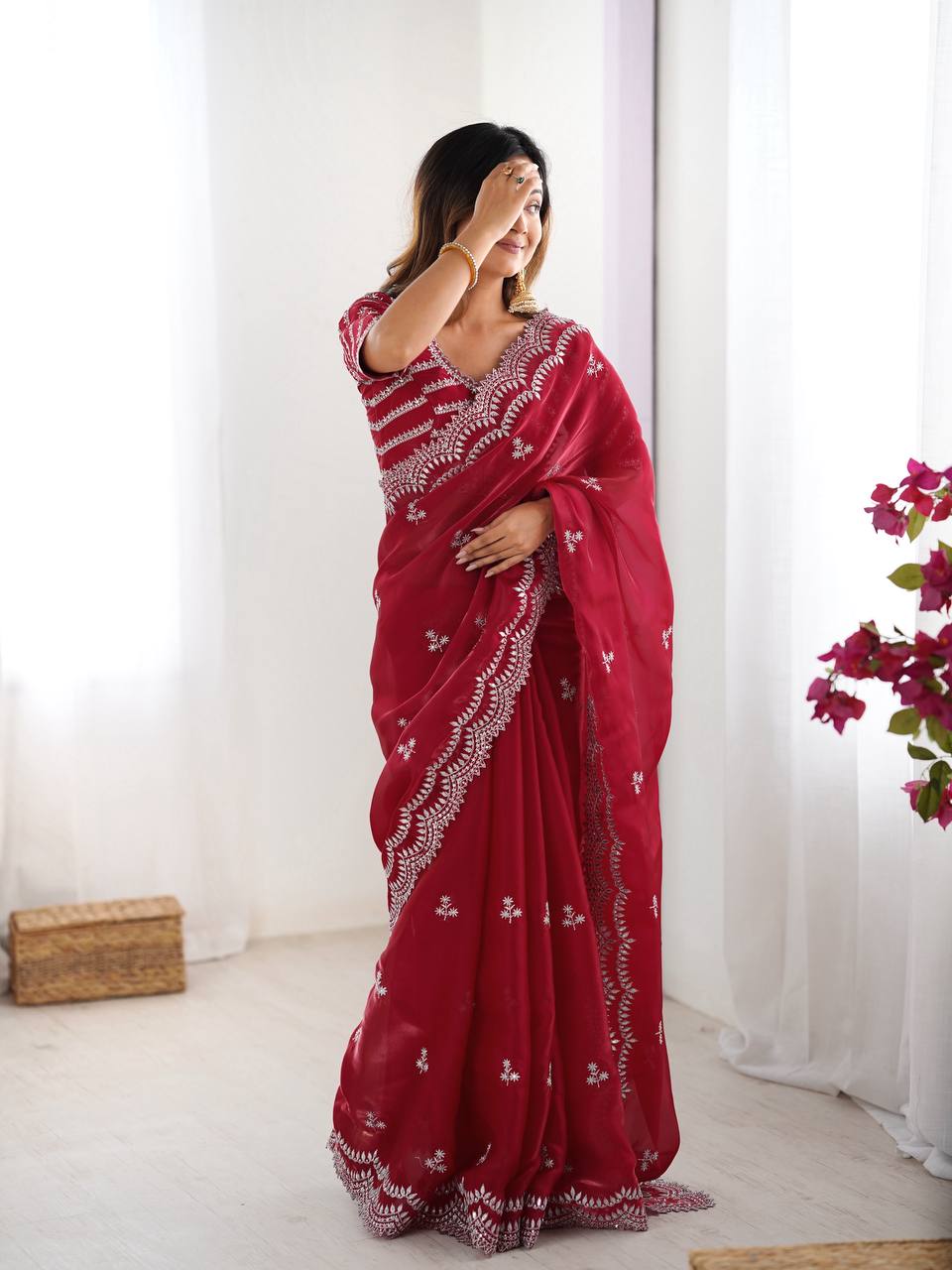 Wedding Wear Jimmi Chu Silk Sequence Work Saree