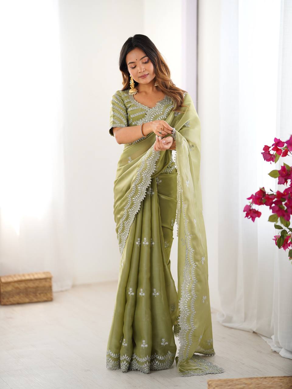 Wedding Wear Jimmi Chu Silk Sequence Work Saree