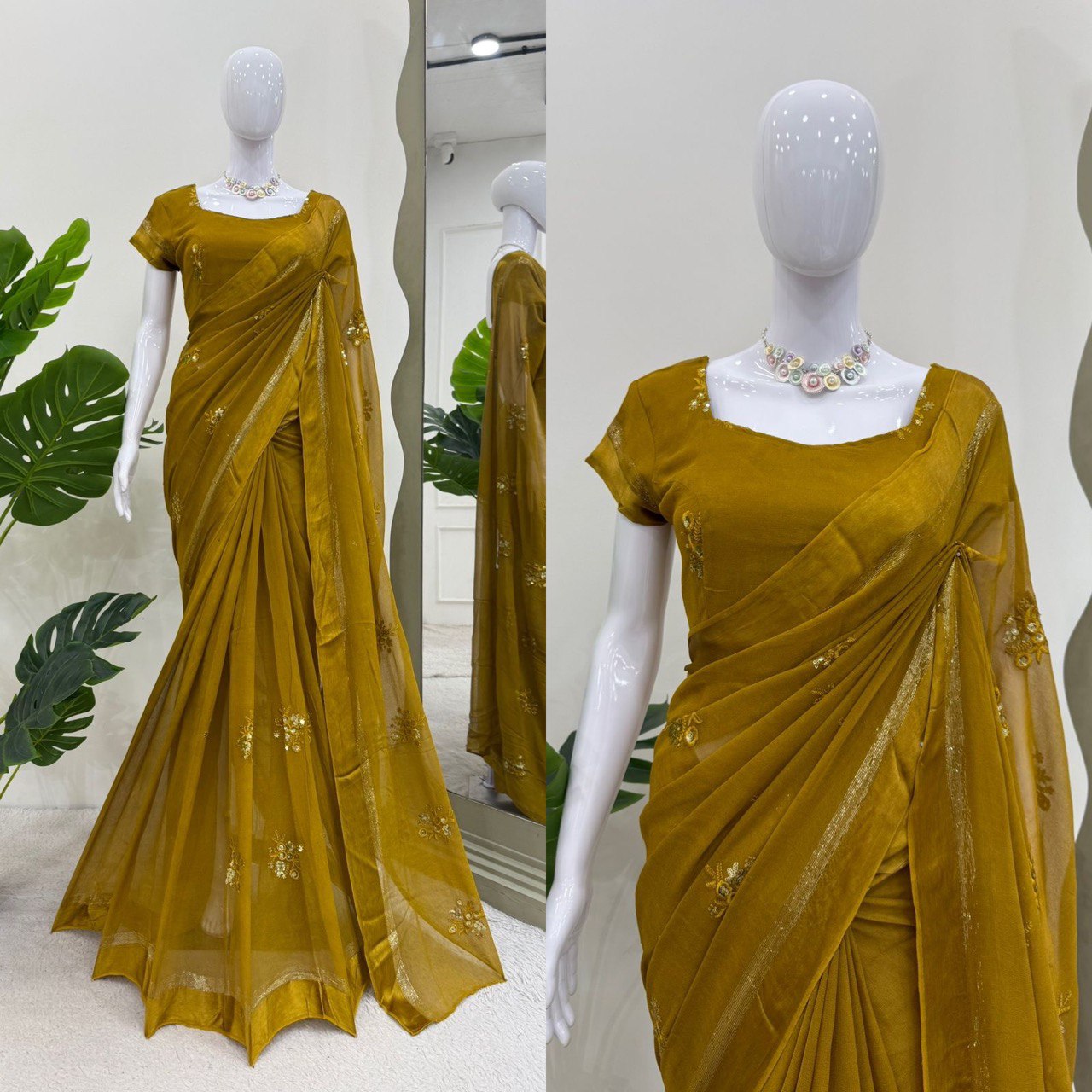 Designer Viscous Patta Thred & Sequnce Work Saree Blouse