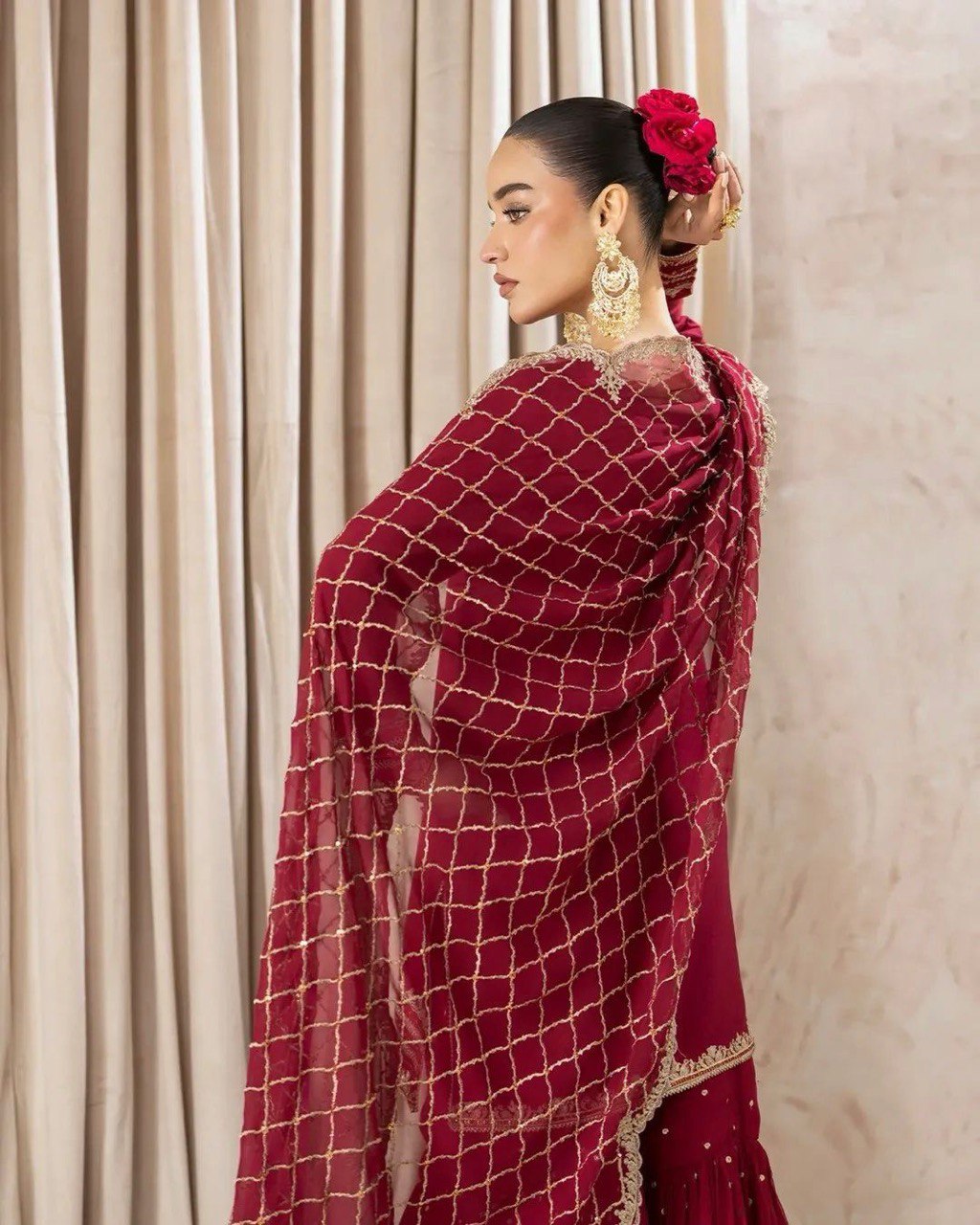 Foux Gorgette Thread With Sequnce Work Sharara Suit With Hevy Embroidery Dupatta