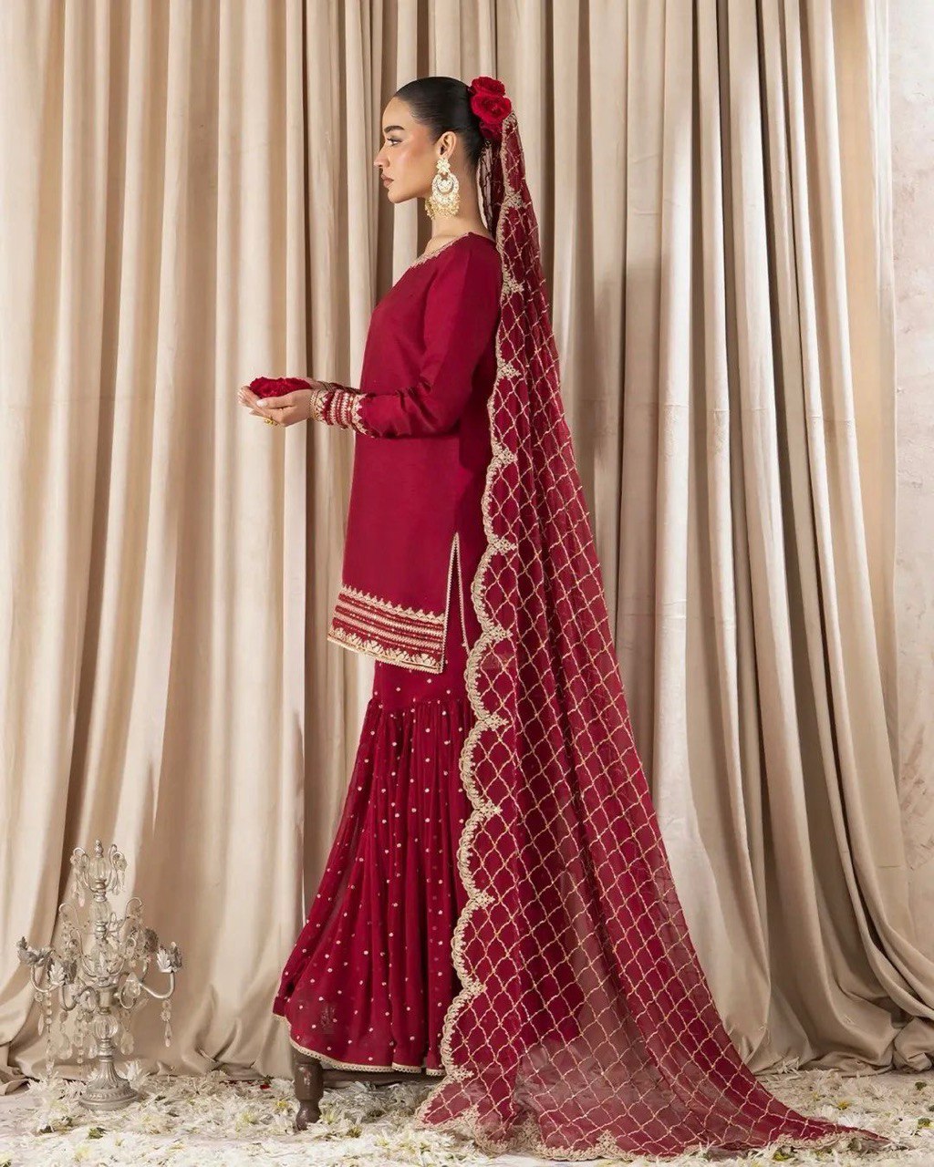 Foux Gorgette Thread With Sequnce Work Sharara Suit With Hevy Embroidery Dupatta