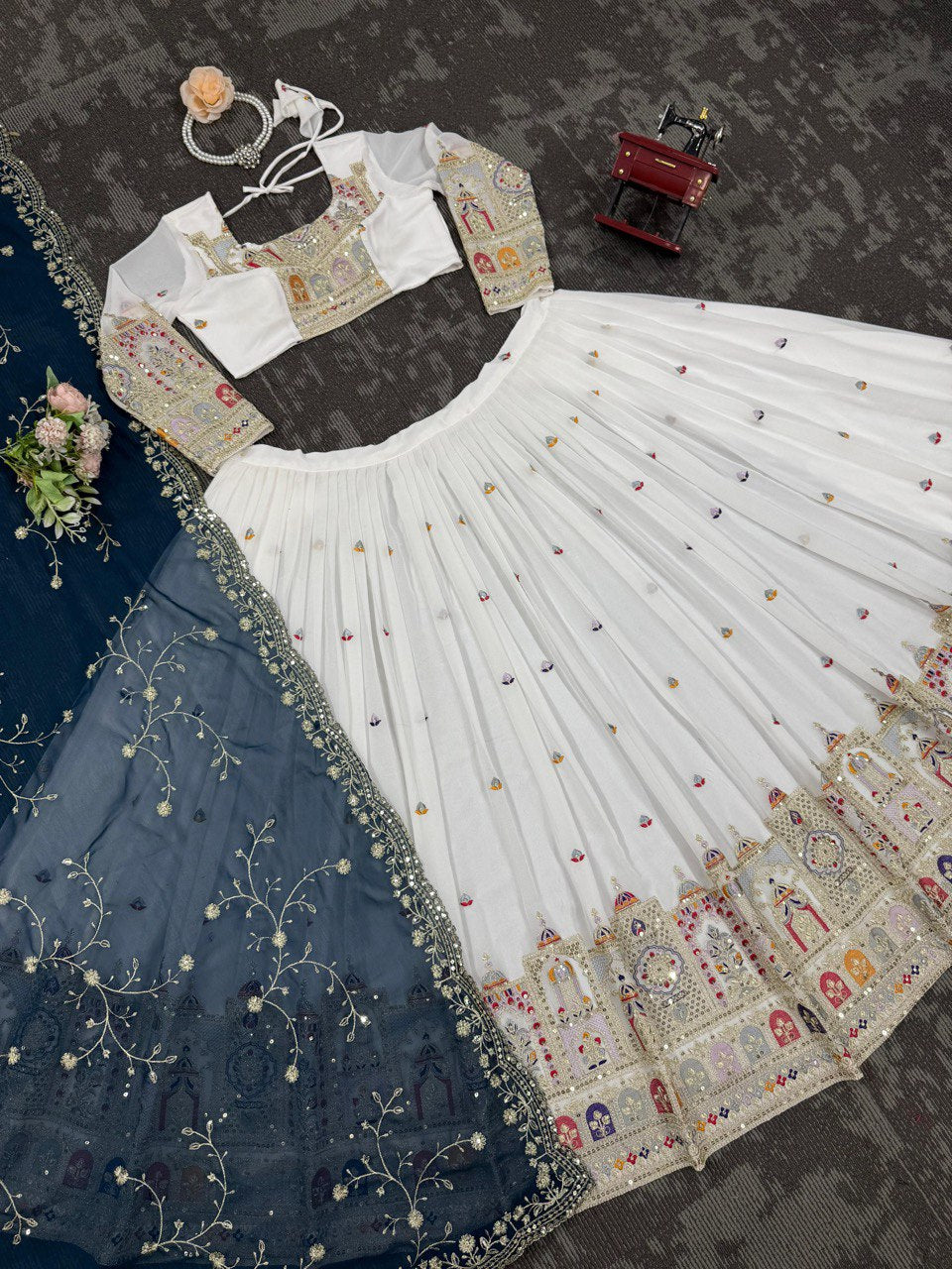 Designer White Colour Lehenga Choli With Attractive Work Dupatta